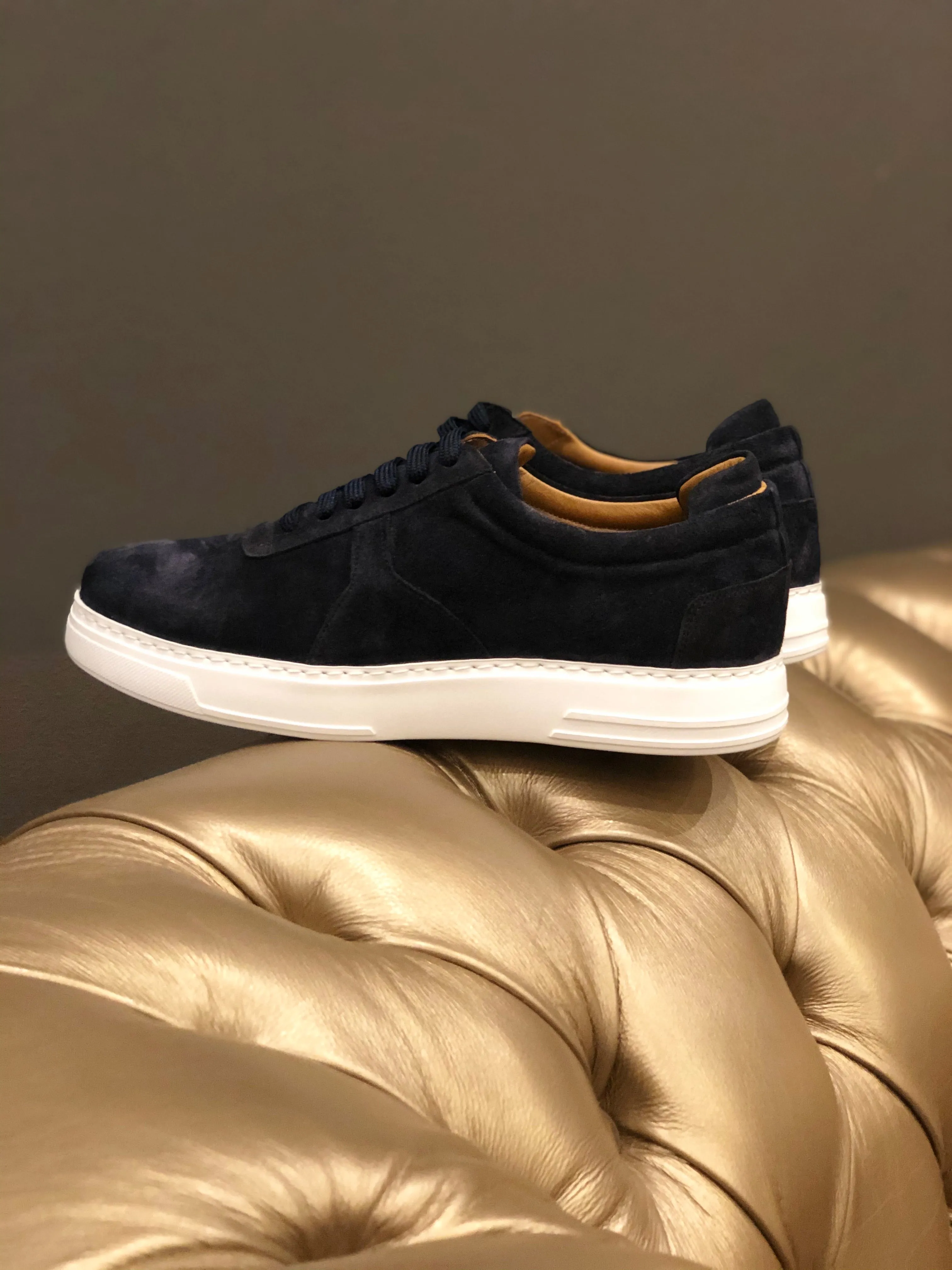 055 -Lufiano Collection - Suede Leather Sneaker- Dark Blue