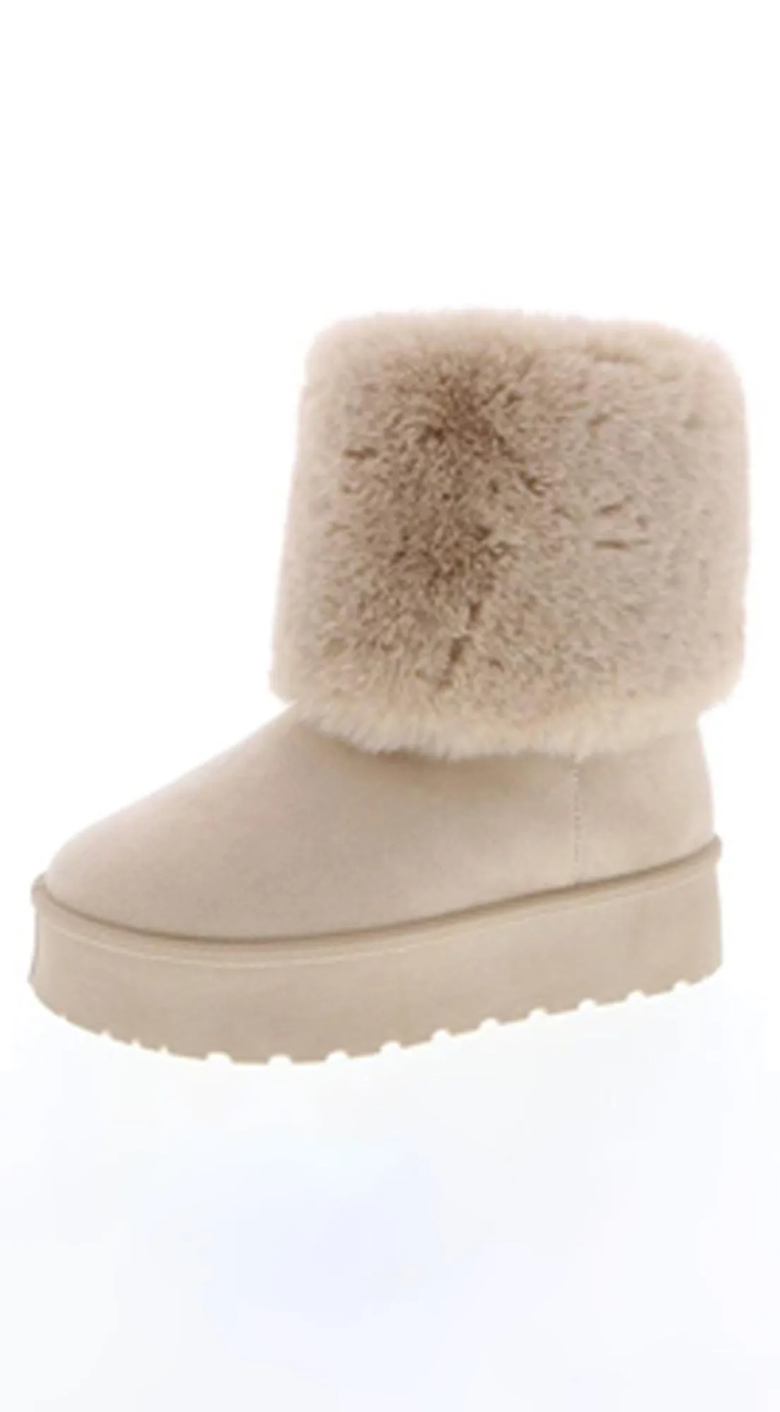 Alaska Faux Fur Platform Booties - Beige