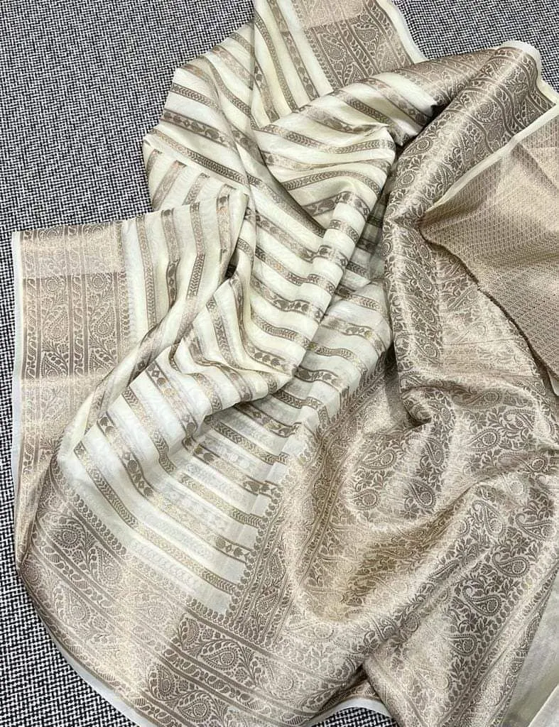 Banarasi weave on kora silk ornate Ready To Wear Saree