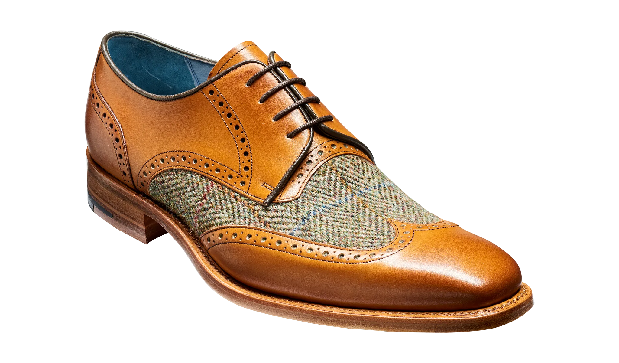 Barker Jackson two-tone Derby - Cedar Calf / Green Tweed