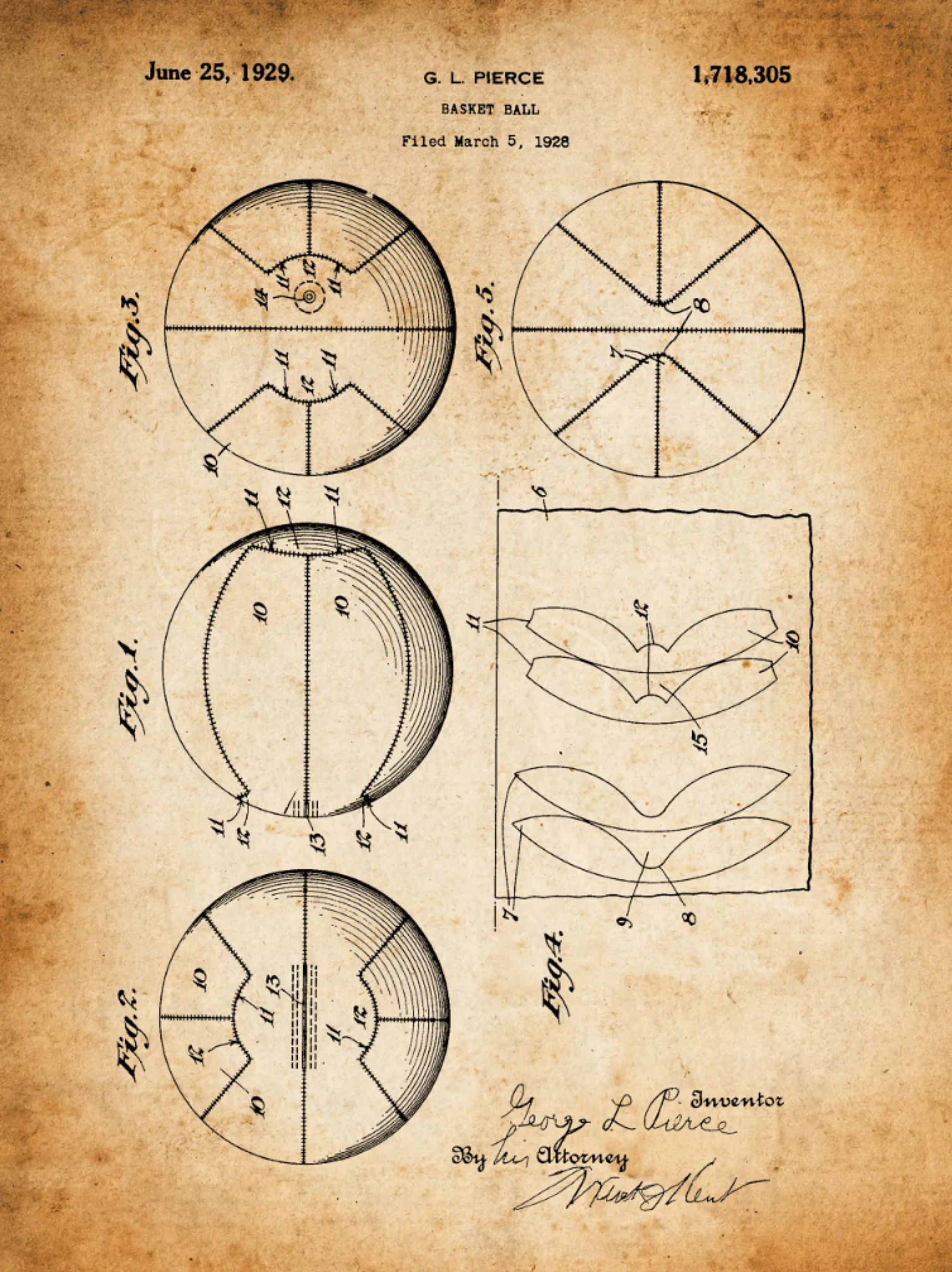 Basketball Patent Print Art on Canvas