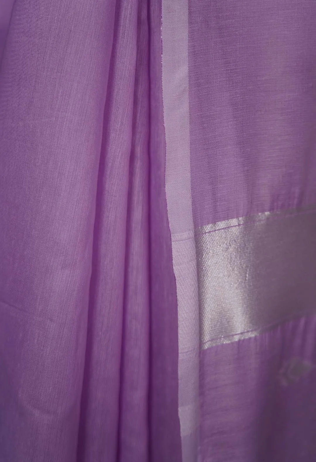 Beautiful Lavender Cotton With Zari woven wrap in 1 minute Saree