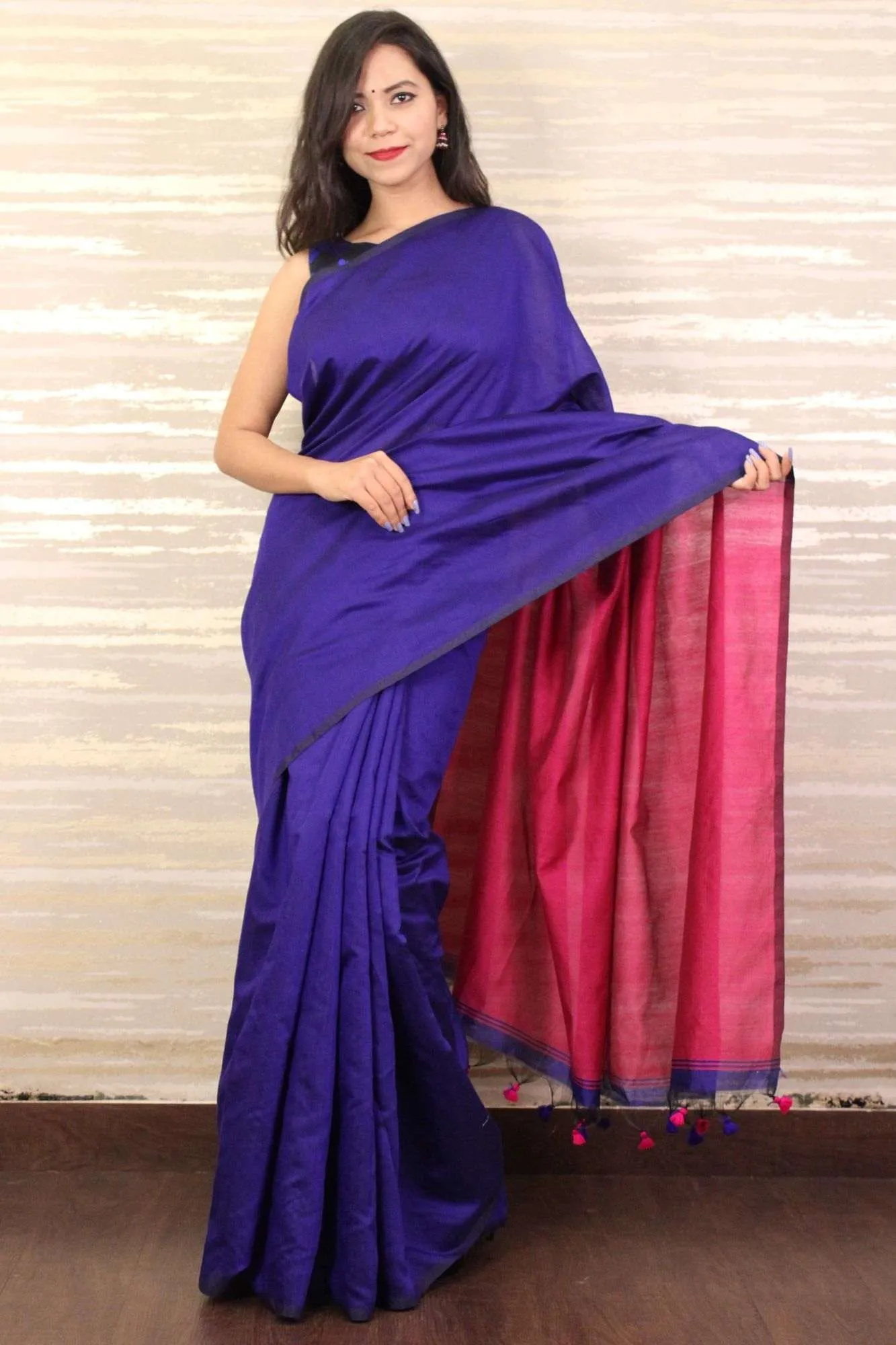 Bengal Khadi Ghicha Handloom Cotton Silk wrap in 1 minute saree