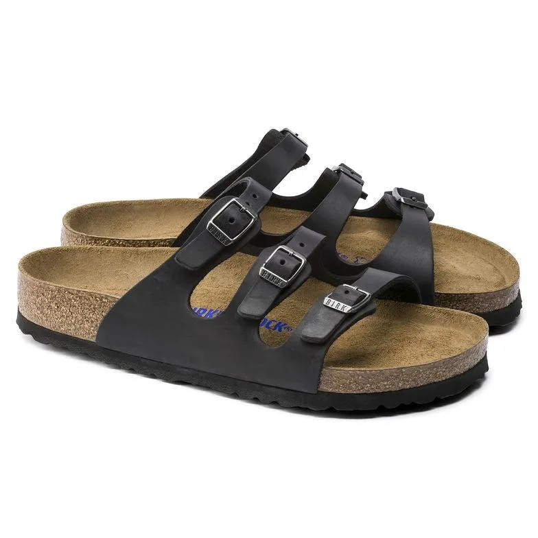 Birkenstock Women's Florida Soft Footbed - Black Oiled Leather