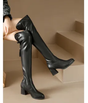 (🎄Christmas Big Sale🔥) Stretch Low Heel Corrective Leather Boots (Buy 2 Free Shipping✅)