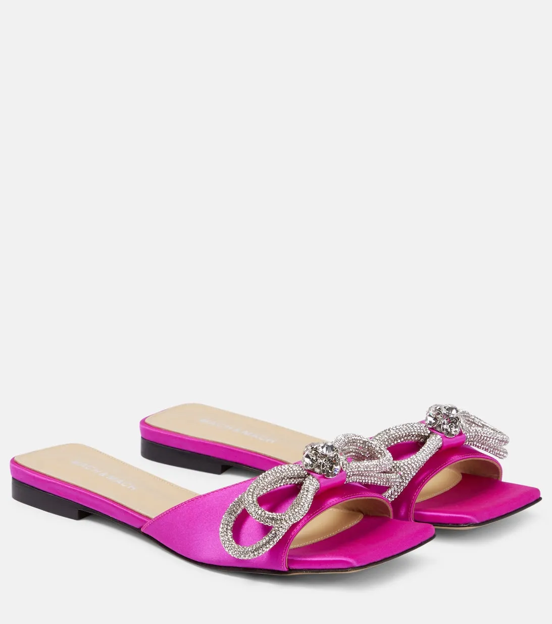 Double Bow Mach & Mach Satin Mules, pink