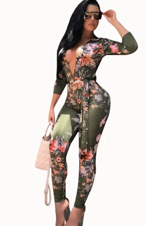 FITTED & FLAUNTING FLORAL JUMPSUIT