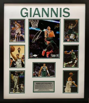 Giannis Antetokounmpo V2 Hand Signed Poster - Framed