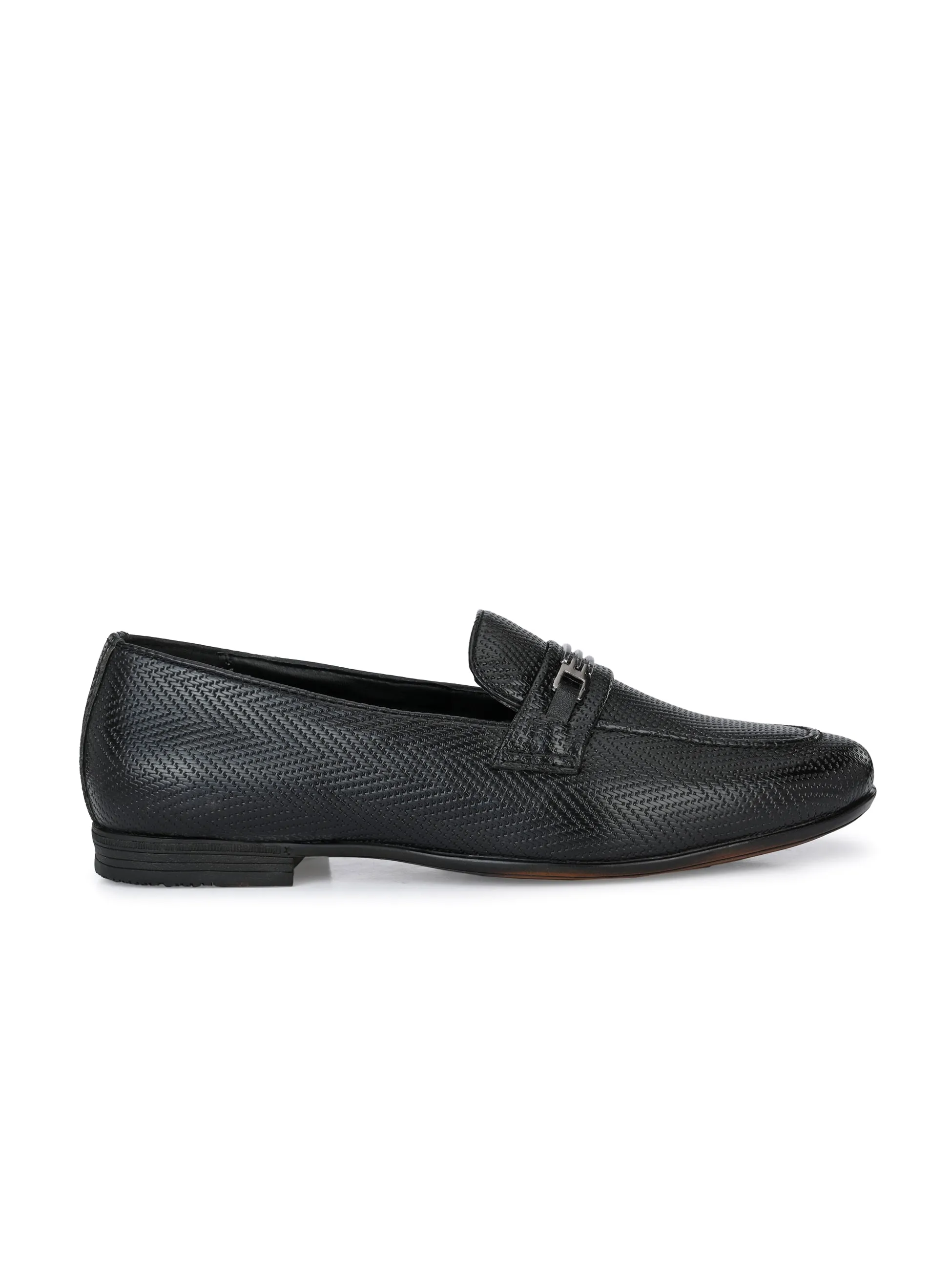 Hedwig Black Textured Slip-Ons