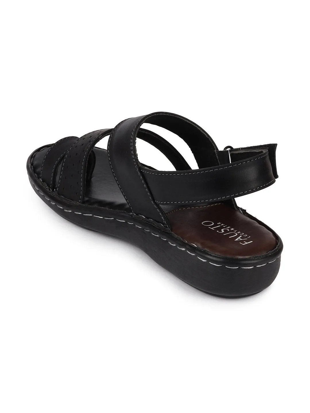 Men Black Formal Toe Ring Dress Sandals