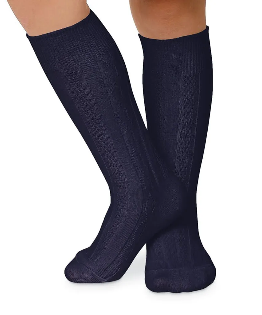 Navy Cable knee high socks