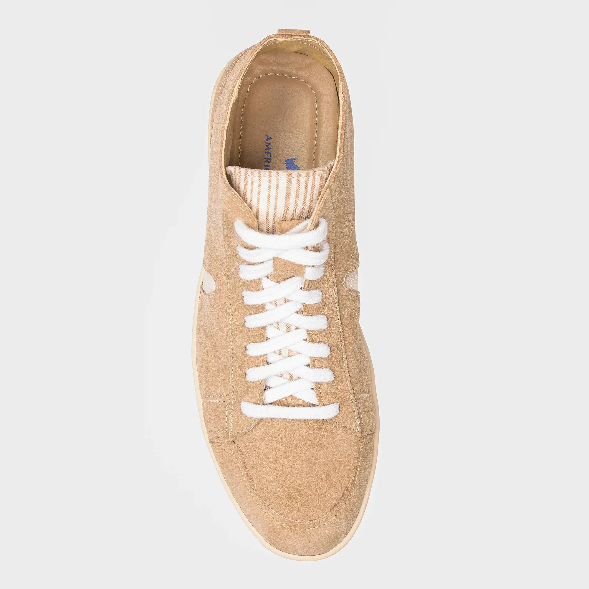 Tan Suede White Horn Lamu High Top Sneakers