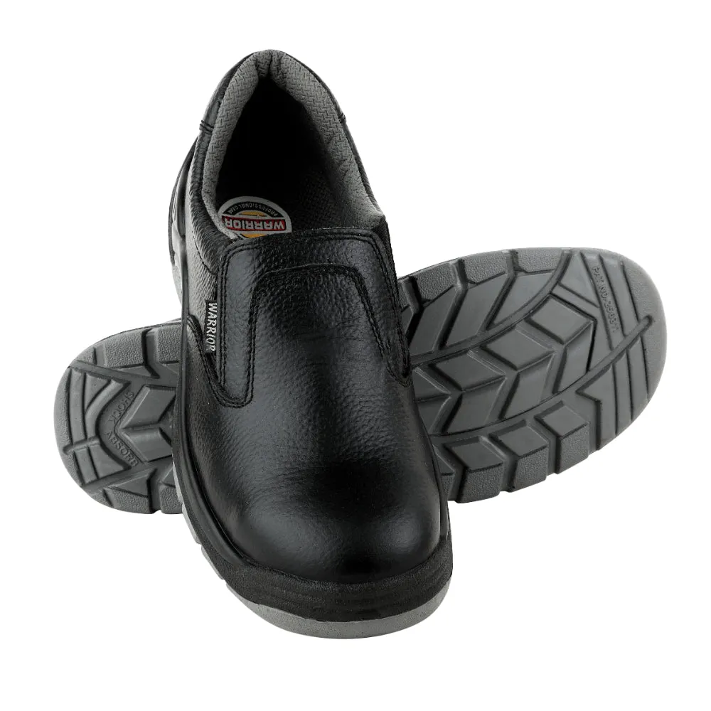 Warrior Slip On Steel Toe Double Density Black Safety Shoes for Men 3003-123 By Liberty